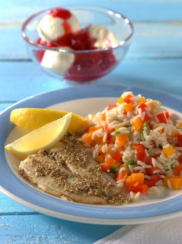 Schollenfilets mit Paprikareis