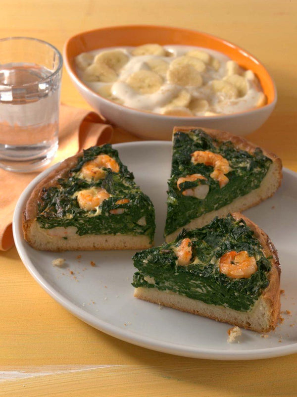 Spinatquiche mit Garnelen