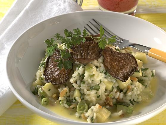 100 Zucchini Kraeuter Risotto Zucchini-Kräuterrisotto mit Austernpilzen - BCM Diät Rezepte.at