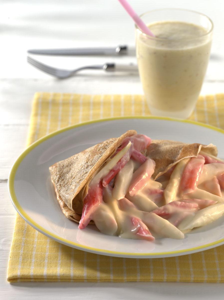 vollkornpfannkuchen mit rhabarber und spargel Vollkornpfannkuchen mit Rhabarber und Spargel - BCM Diät Rezepte.at