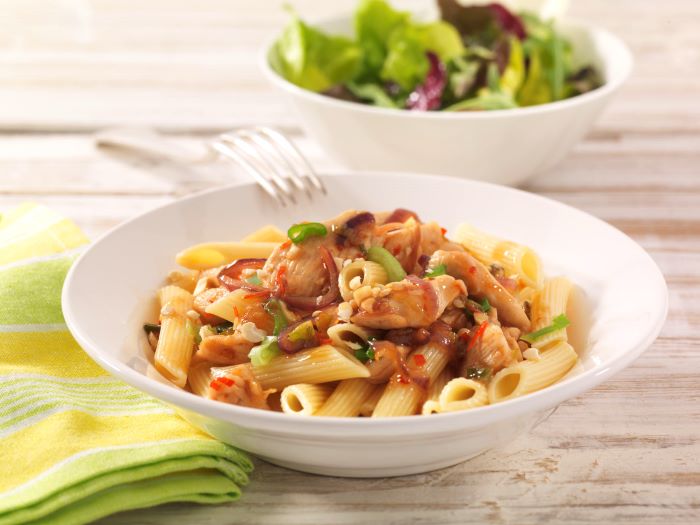 Chili-Chicken mit Pasta